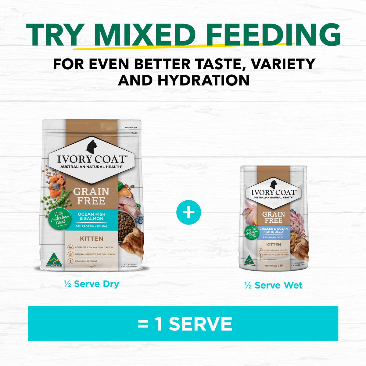 Ivory Coat mixed feeding guide: half dry plus half wet equals one serve