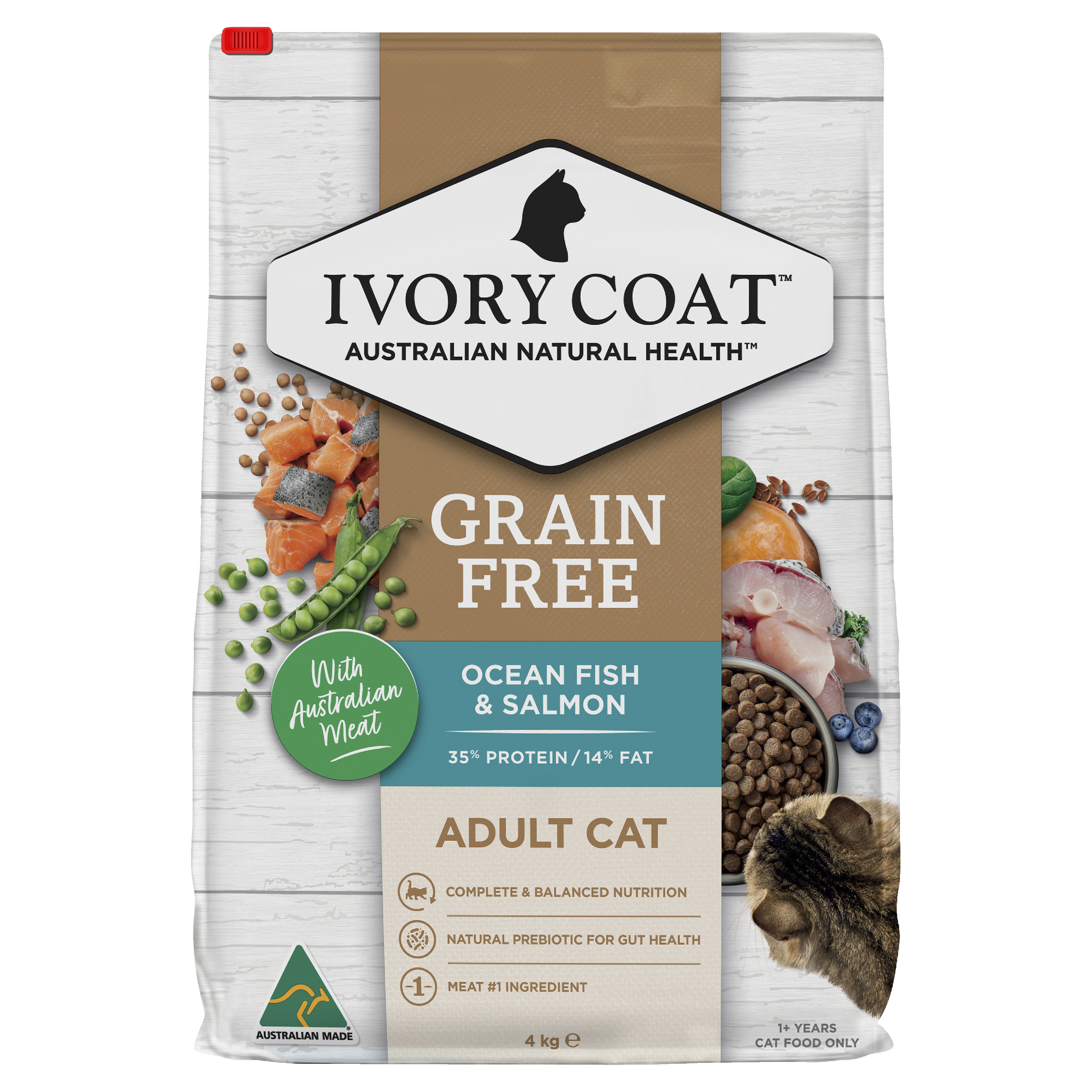 Ivory Coat Grain Free Adult Dry Cat Food Ocean Fish & Salmon front of pack