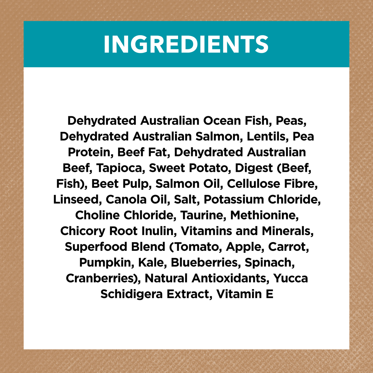Ivory Coat Grain Free Ocean Fish and Salmon dry cat food ingredients panel