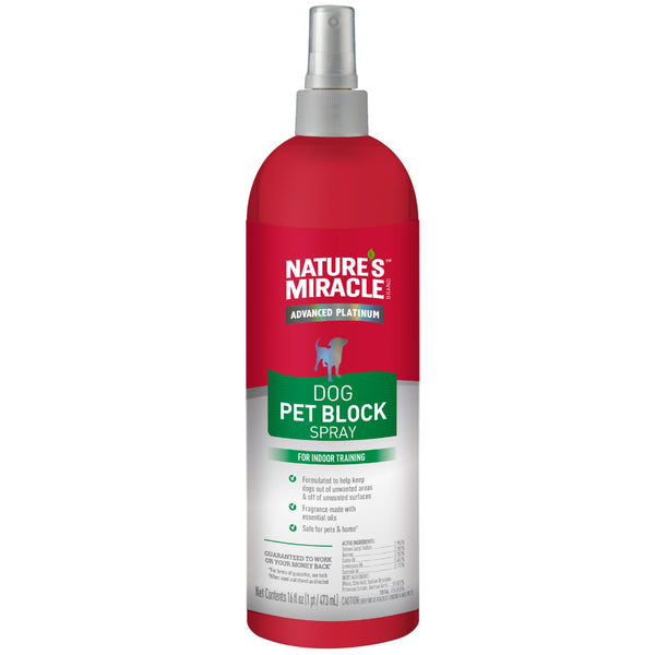 Nature's Miracle Advanced Platinum Pet Block Dog Spray - 473ml | PeekAPaw Pet Supplies