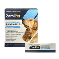 ZamiPet High Strength Probiotics+ Gut Protect for dogs, 30 single-serve sachets
