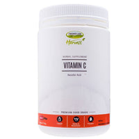 Crooked Lane Harvest Vitamin C ascorbic acid, white tub front with an orange label strip