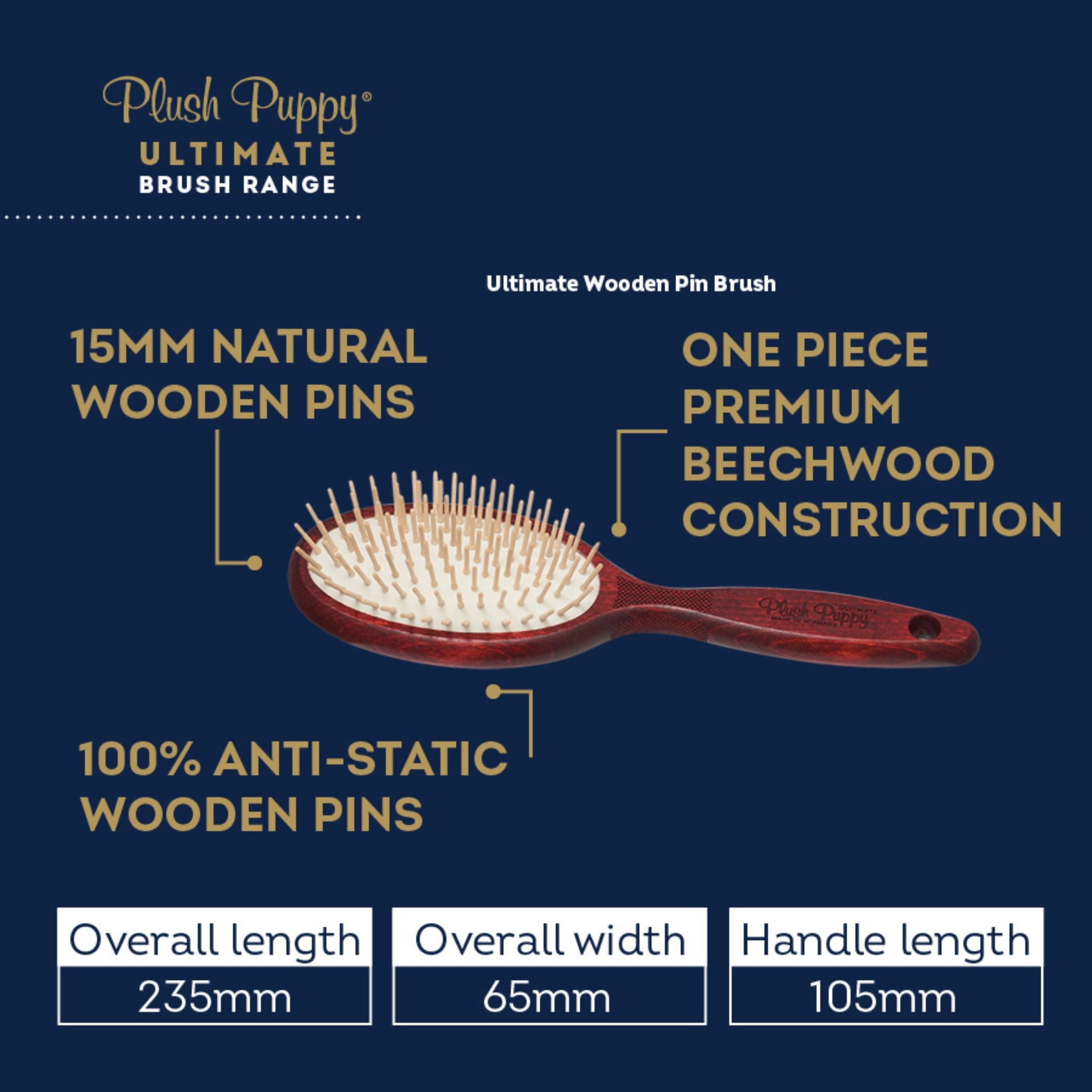 Plush Puppy Ultimate Wooden Pin Brush
