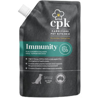 Carnivore Pet Kitchen Immunity meal topper for dogs, black stand-up pouch