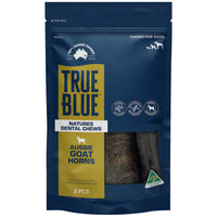True Blue Natures Dental Chews Aussie Goat Horns, 3 piece pouch front