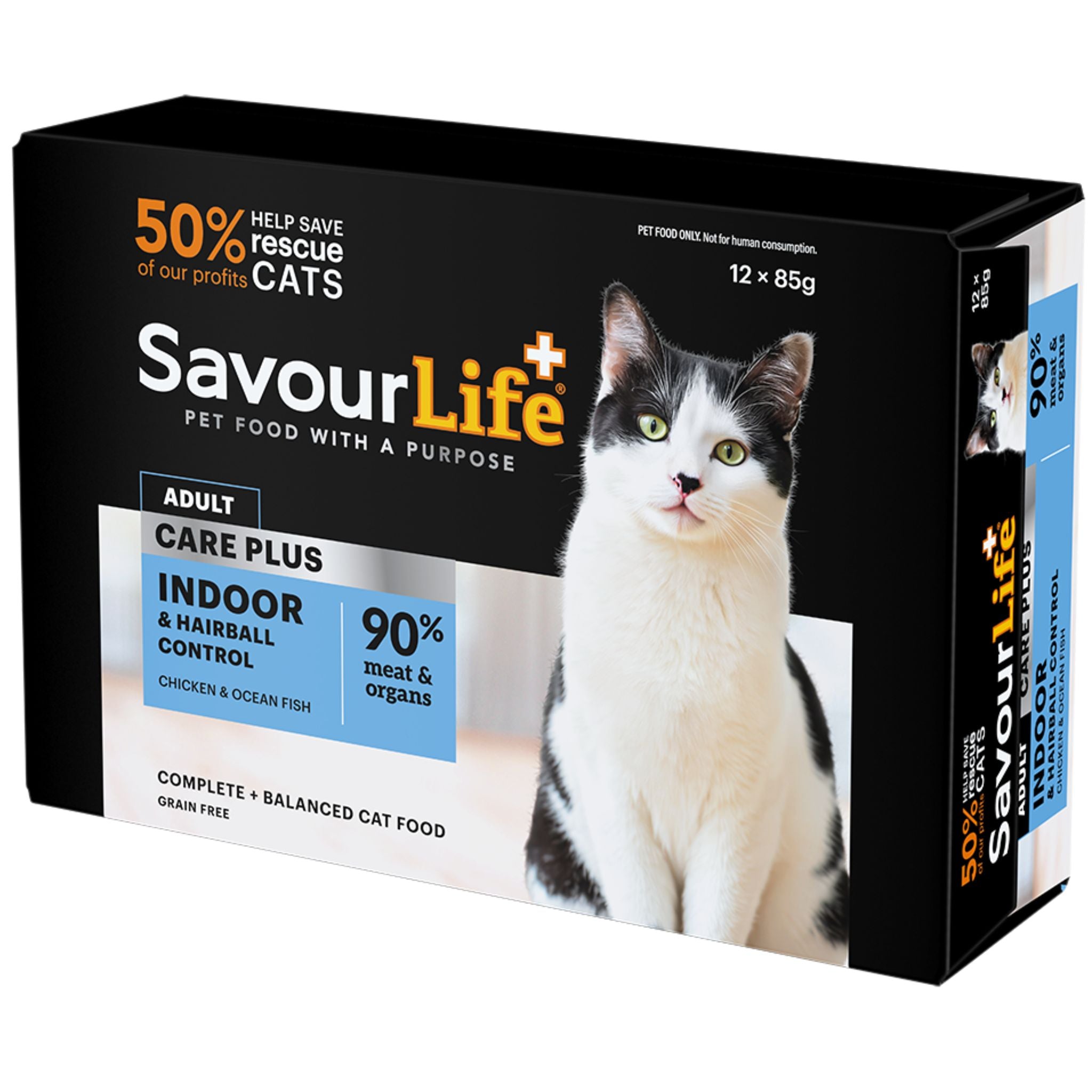 SavourLife Adult Care Plus Indoor & Hairball Control Chicken & Ocean Fish Pate Wet Cat Food