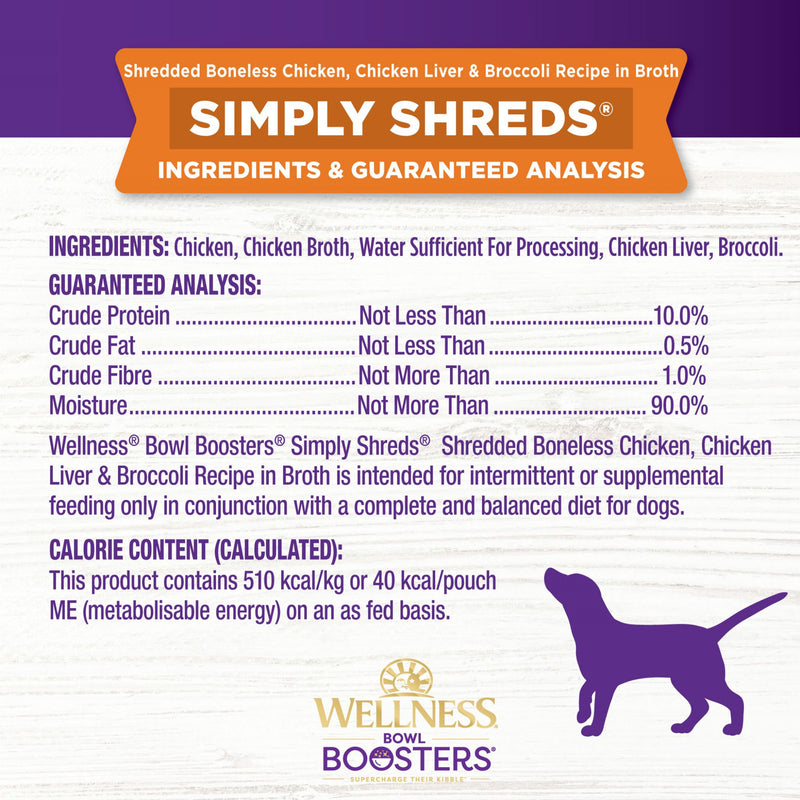 Wellness Core Wet Dog Food Simply Shreds Shredded Boneless Chicken, Chicken Liver & Broccoli