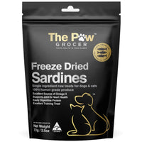 The Paw Grocer Black Label Sardines treats, 72g pack front