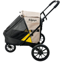 Ibiyaya Minika 3-in-1 pet stroller in Arizona Tan, side view with the mesh cabin zipped