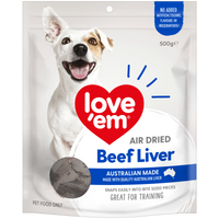 Love'em Air Dried Beef Liver Dog Treats front of pack