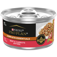 PRO PLAN Complete Essentials Beef & Carrots Entrée in Gravy cat food can, front of pack