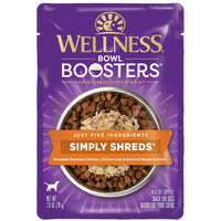 Wellness Bowl Boosters Simply Shreds Shredded Chicken, Chicken Liver & Broccoli dog pouch, front