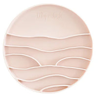 Lilly and Dash lick mat insert in Rose Quartz, large, a round blush silicone mat with wave grooves