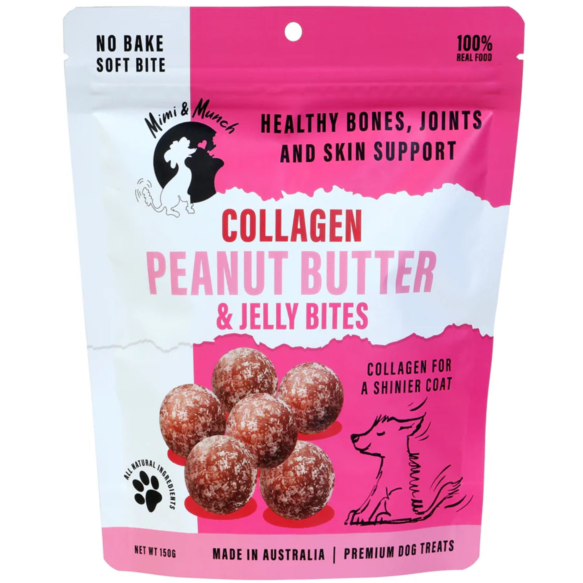 Mimi & Munch Collagen Peanut Butter & Jelly Bites Natural Dog Treats