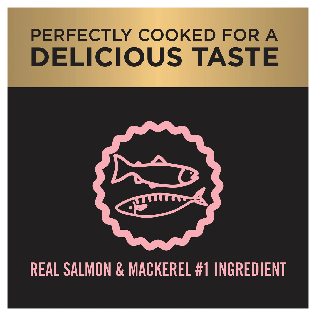 PRO PLAN fish icon panel: real salmon and mackerel as the number one ingredient