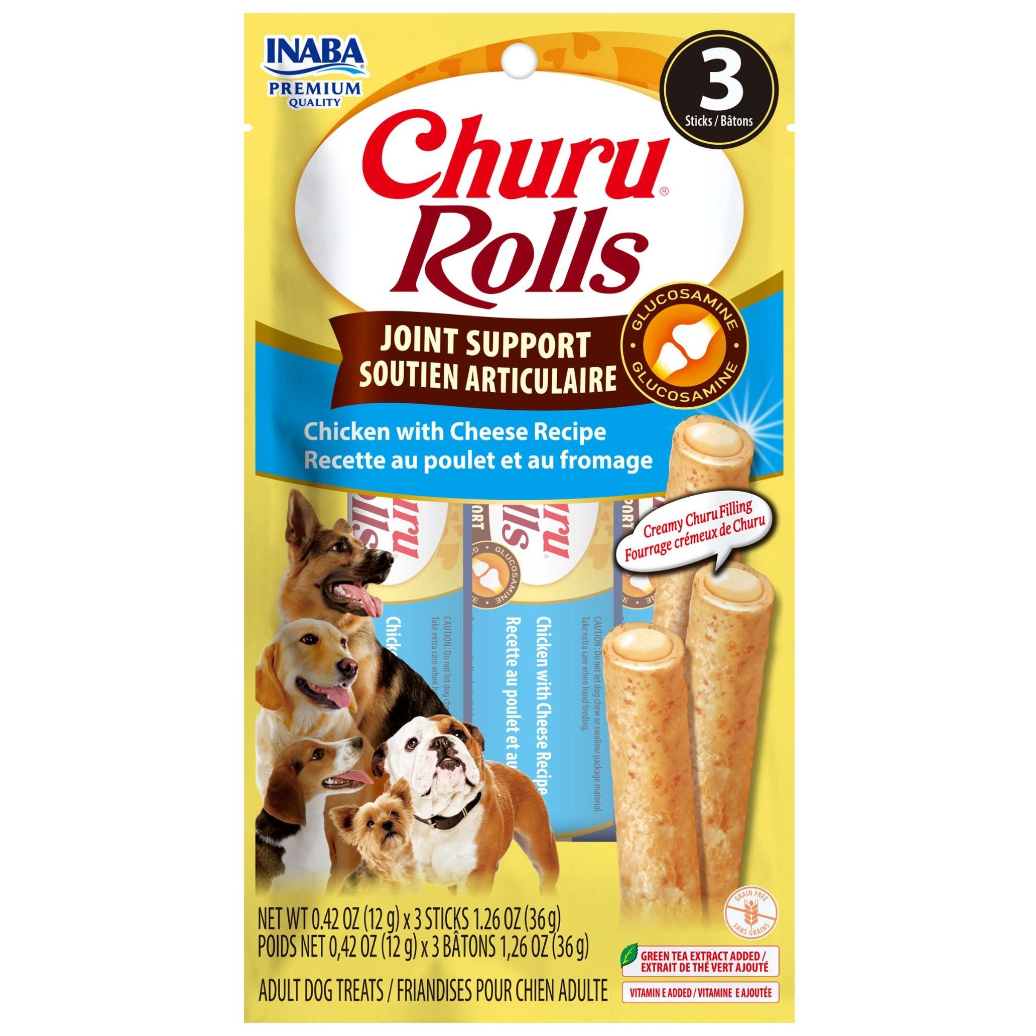 Inaba Dog Treat Churu Rolls Joint Support Chicken & Cheese