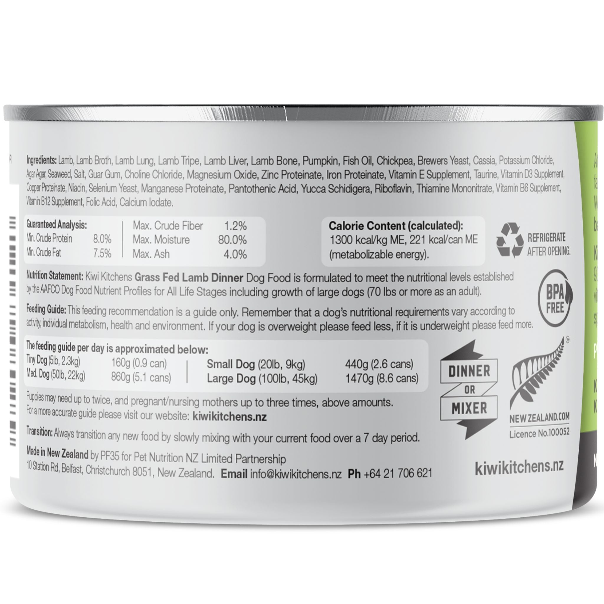 Kiwi Kitchens Canned Dog Food Lamb Dinner
