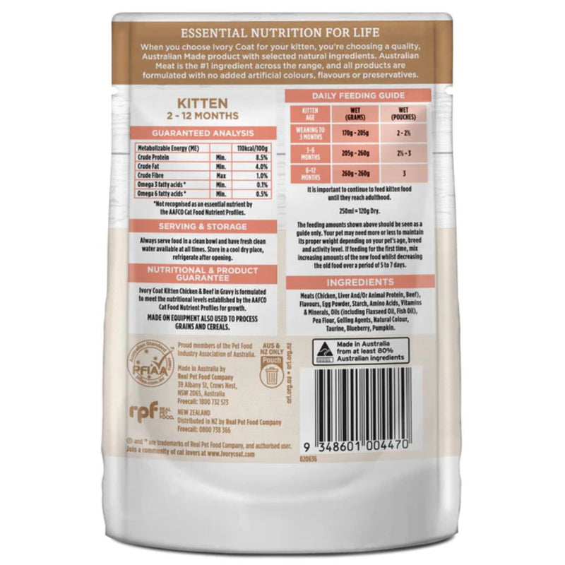 Ivory Coat Grain Free Kitten Wet Food Chicken and Beef in Gravy