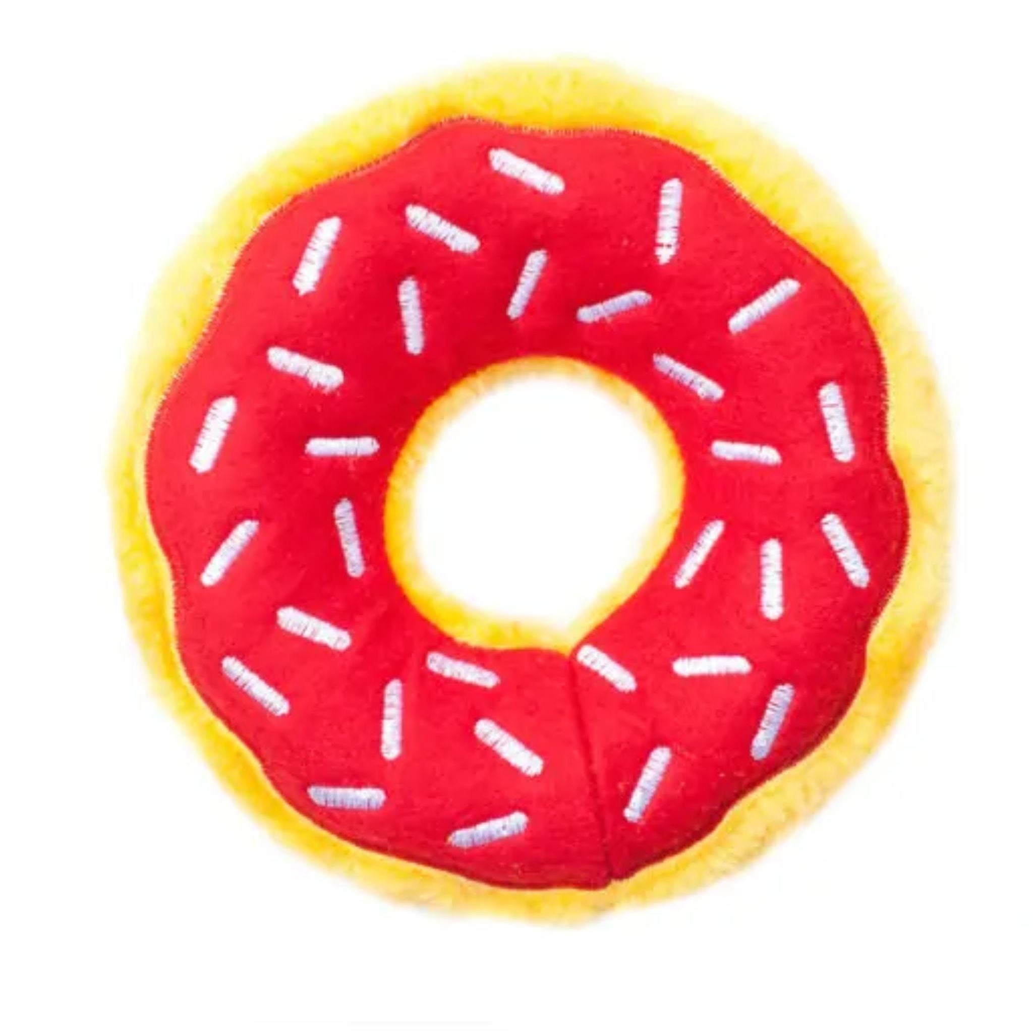 Zippy Paws Dog Toys Plush Donutz - Cherry | PeekAPaw Pet Supplies