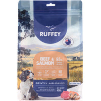 Ruffey Air Dried Dog Food Beef & Salmon - front of the resealable pack