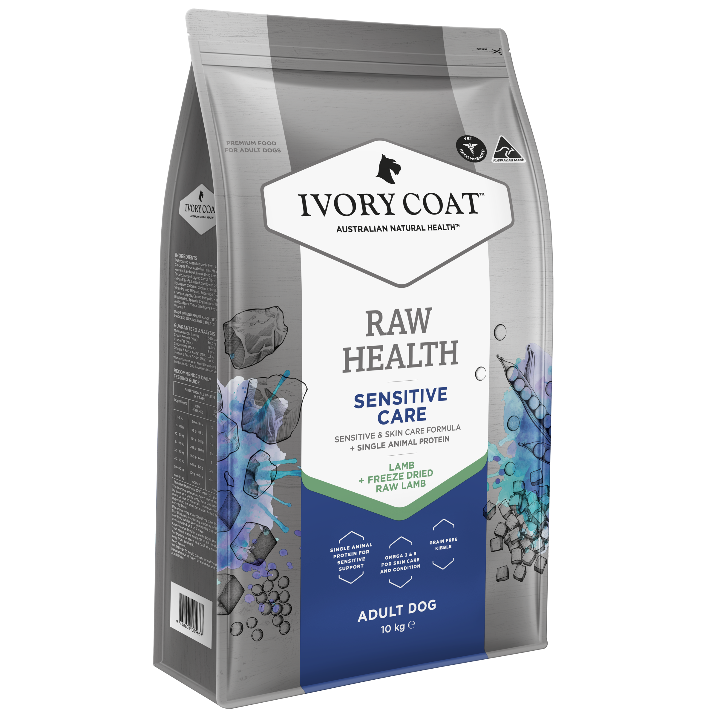 Ivory Coat Raw Health Sensitive Care Adult Dry Dog Food bag