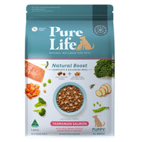 Pure Life Natural Boost Dry Dog Food Puppy Tasmanian Salmon 1.8kg bag front of pack