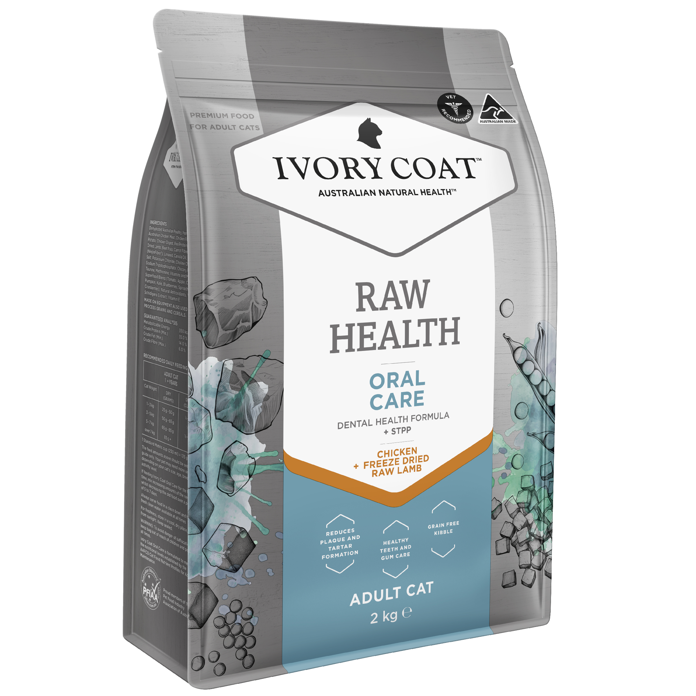 Ivory Coat Raw Health Adult Dry Cat Food Oral Care bag