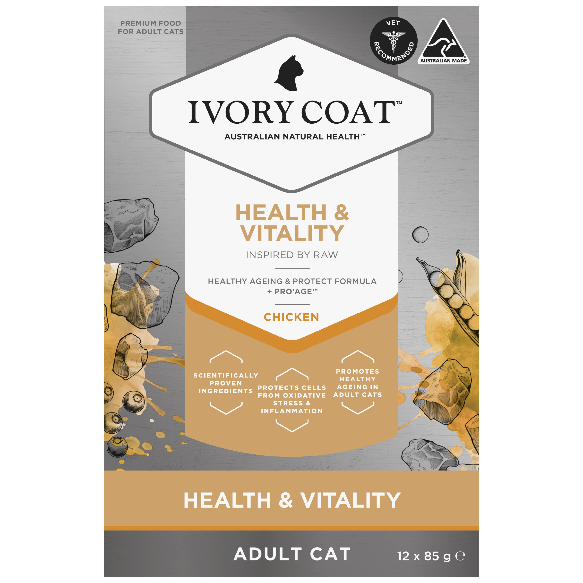 Ivory Coat Inspired By Raw Wet Cat Food Health & Vitality front of pack