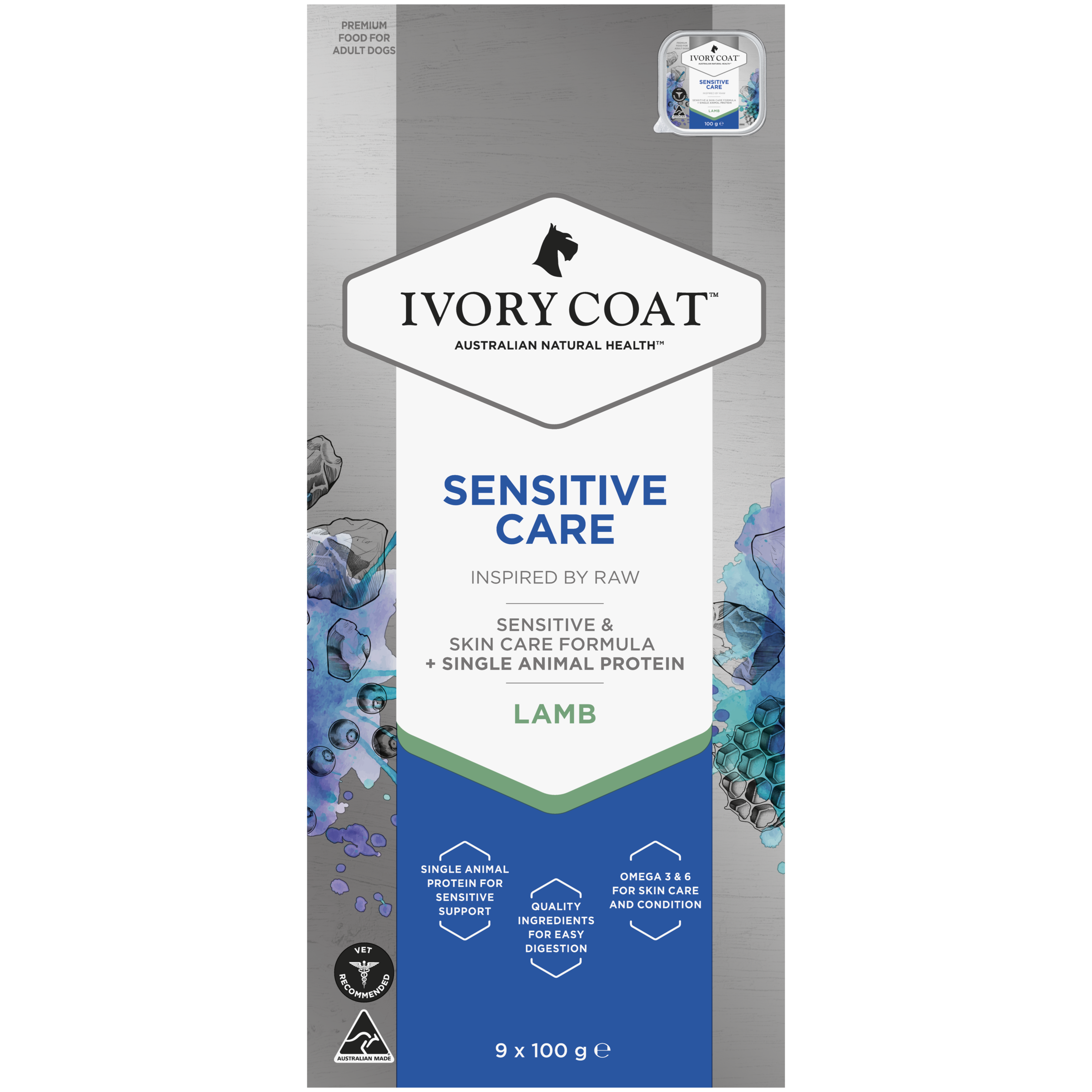 Ivory Coat Inspired By Raw Wet Dog Food Sensitive Care front of pack