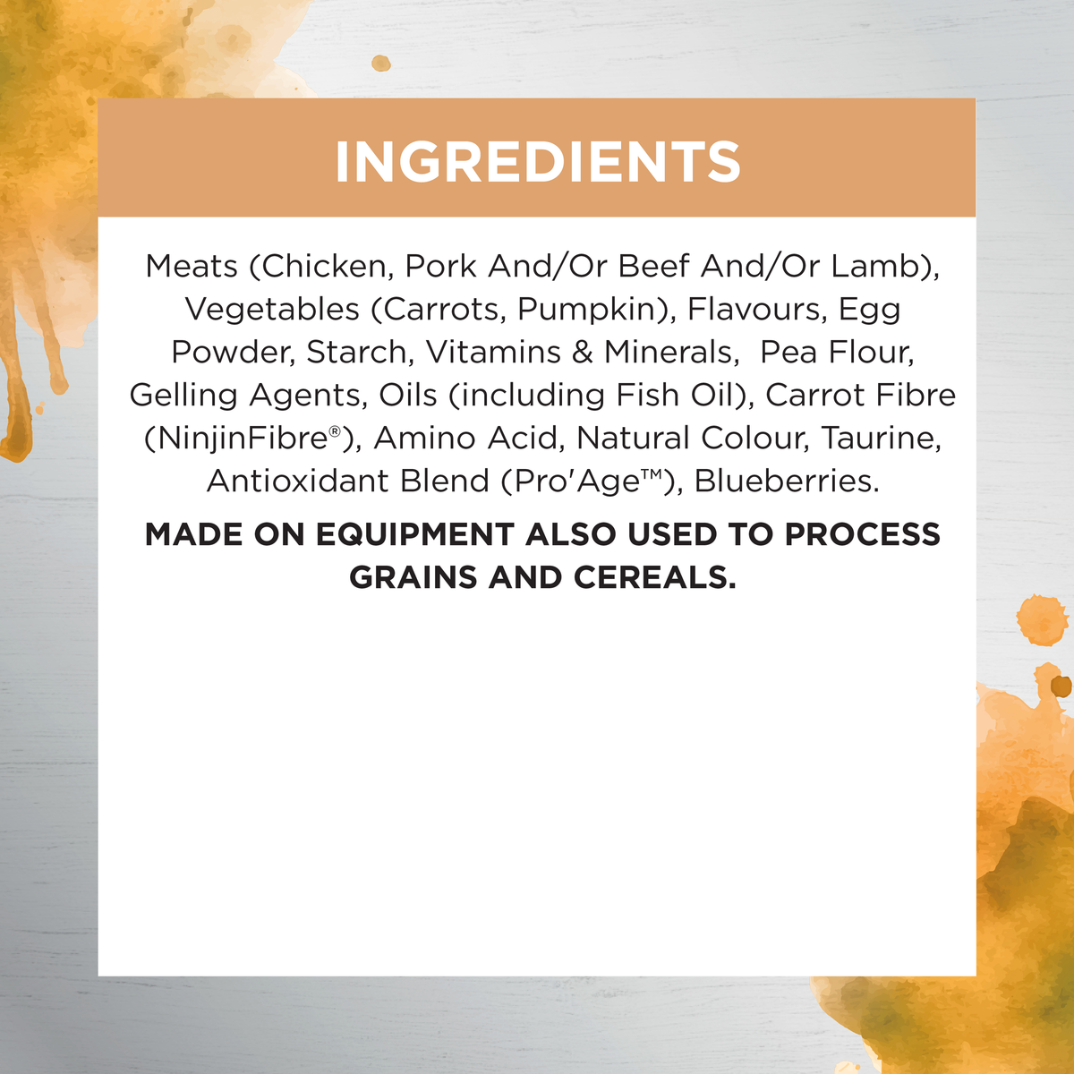 Ivory Coat Inspired By Raw Health and Vitality wet cat food ingredients panel