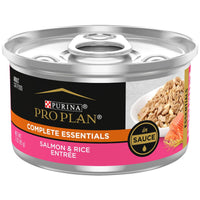 PRO PLAN Complete Essentials Salmon & Rice Entrée in Sauce cat food can, front of pack