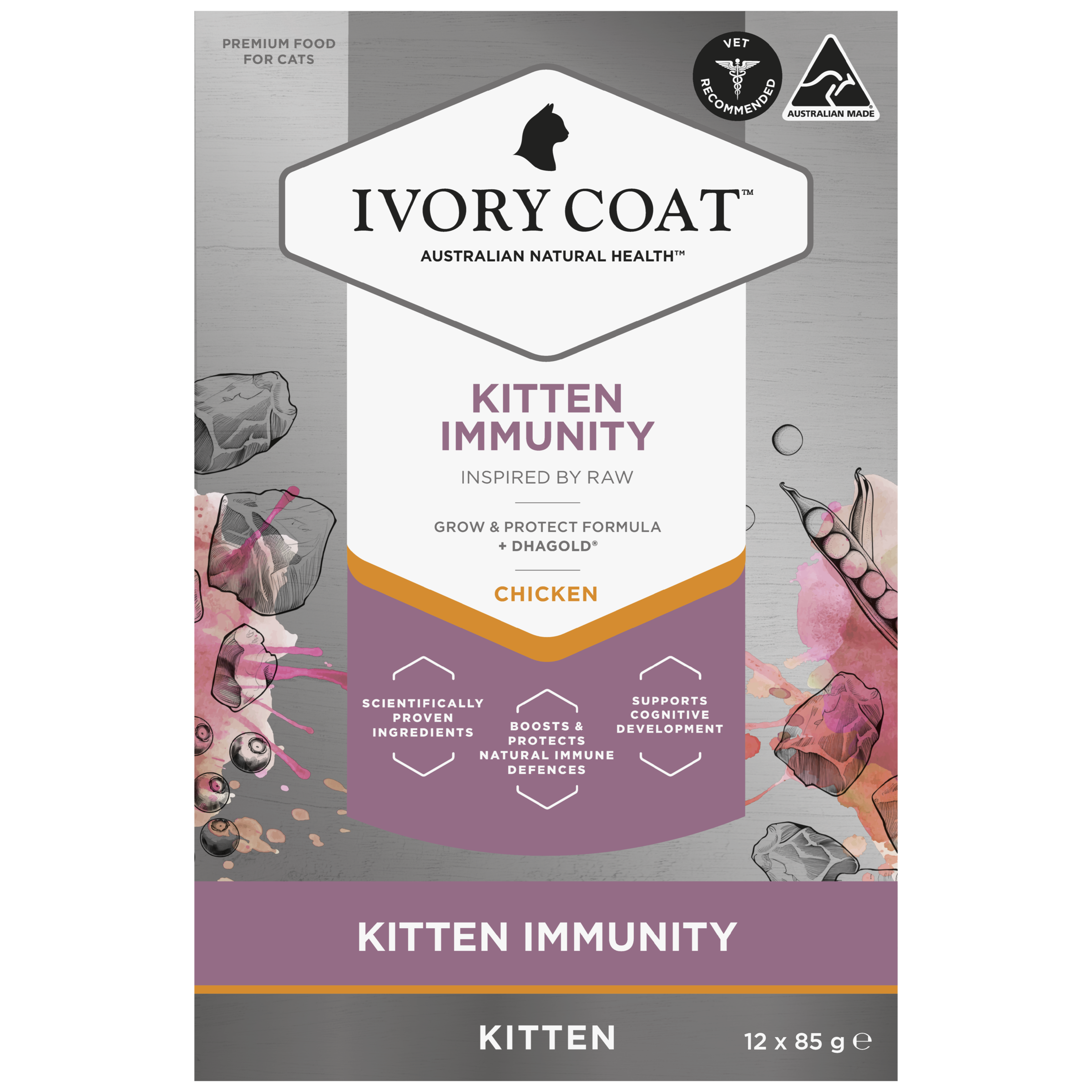 Ivory Coat Inspired By Raw Kitten Wet Food Immunity front of pack