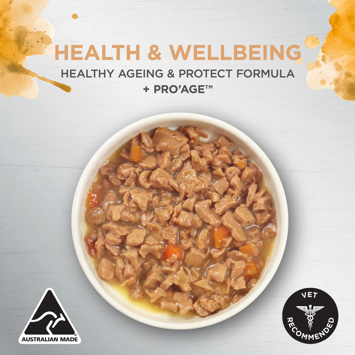 Ivory Coat Inspired By Raw wet cat food in a bowl, healthy ageing formula with Pro'Age