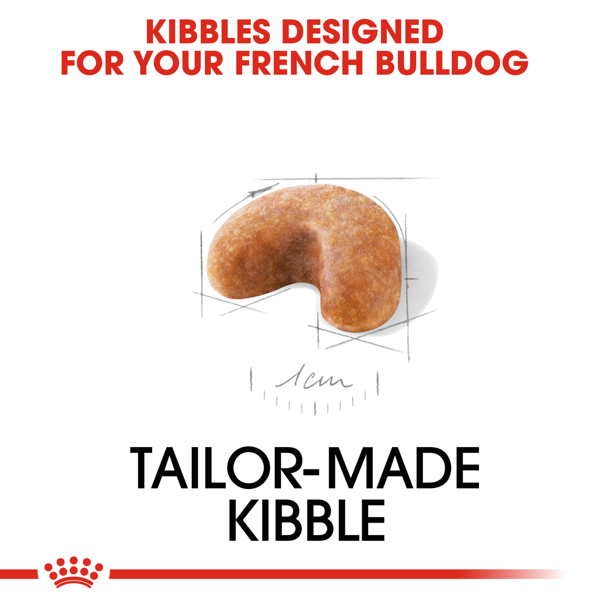 Close-up of the tailor-made Royal Canin kibble designed for the French Bulldog Puppy