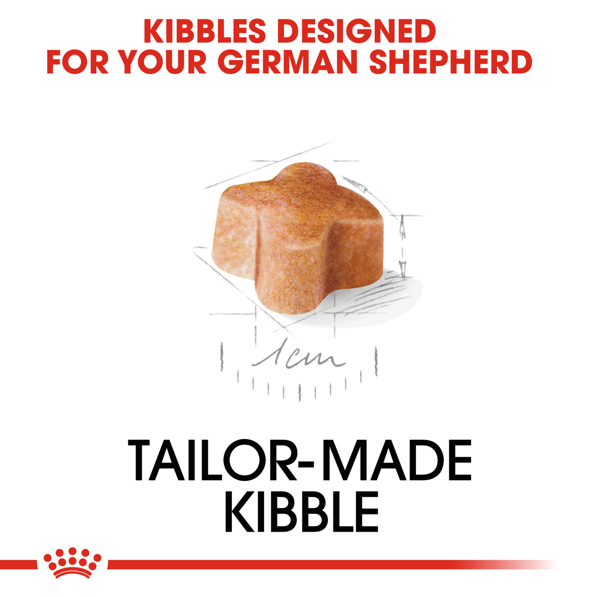 Close-up of the tailor-made Royal Canin kibble designed for the German Shepherd Puppy