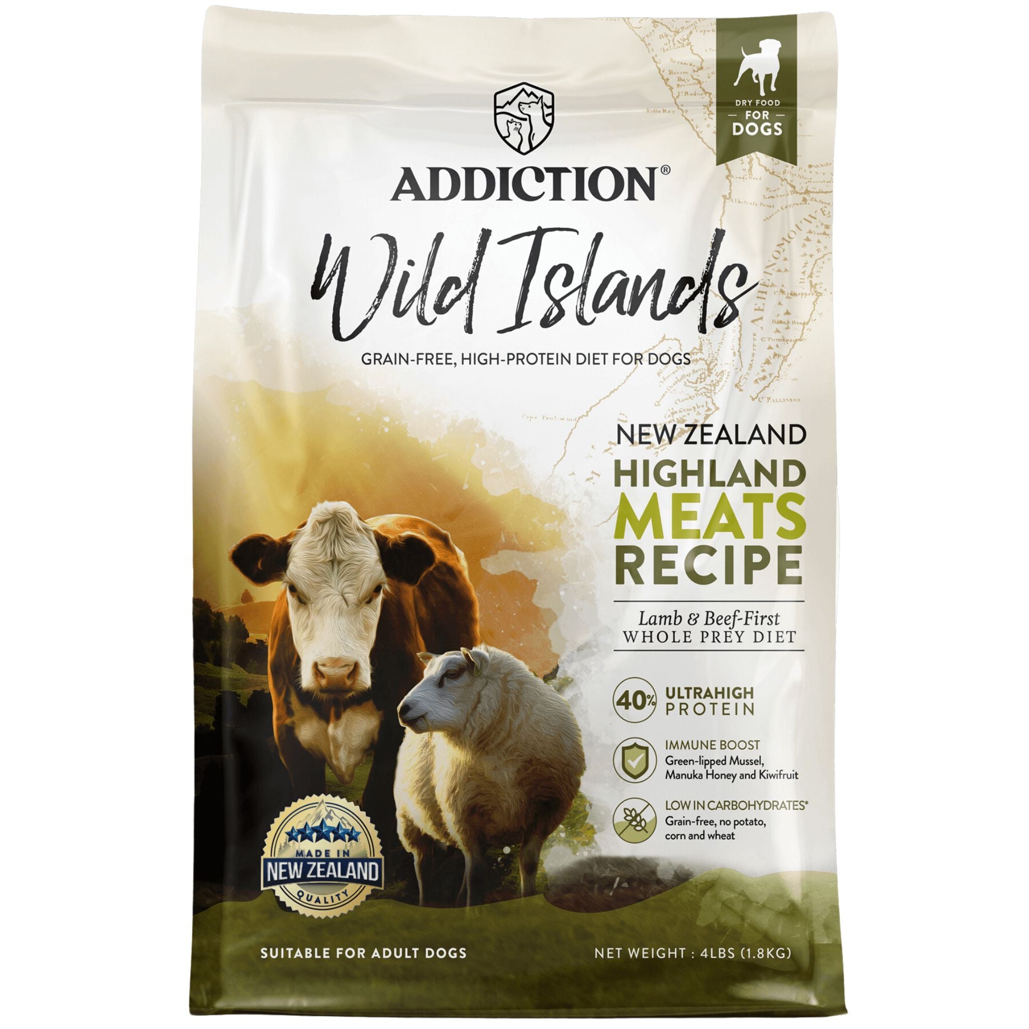 ADDICTION Wild Islands Highland Meats Grass-Fed Beef & Lamb Recipe Dry Dog Food