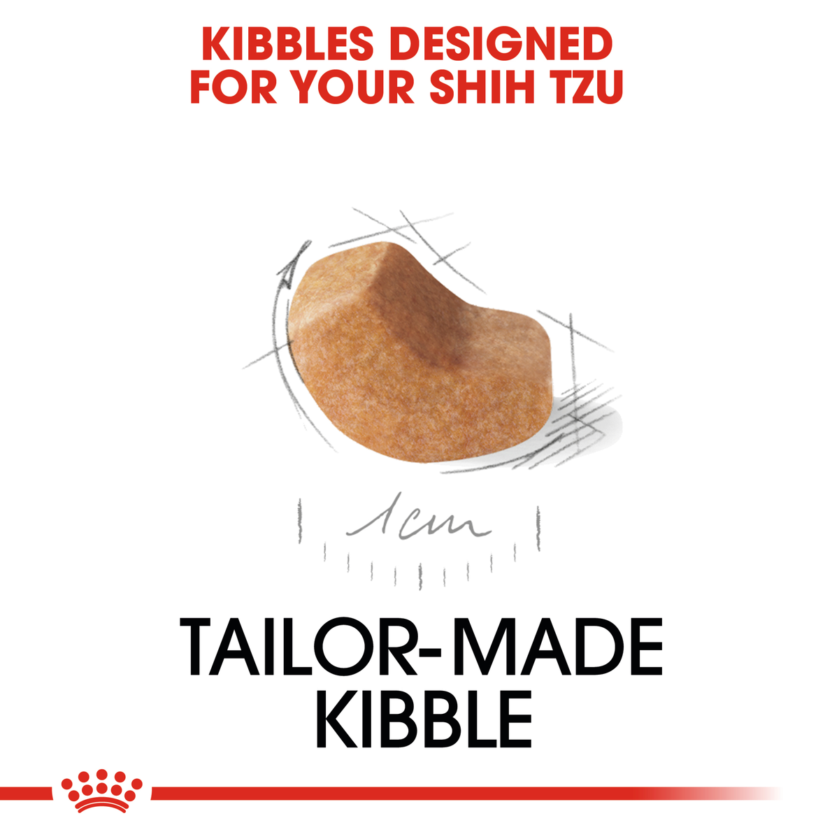 Close-up of the tailor-made Royal Canin kibble designed for the Shih Tzu Puppy