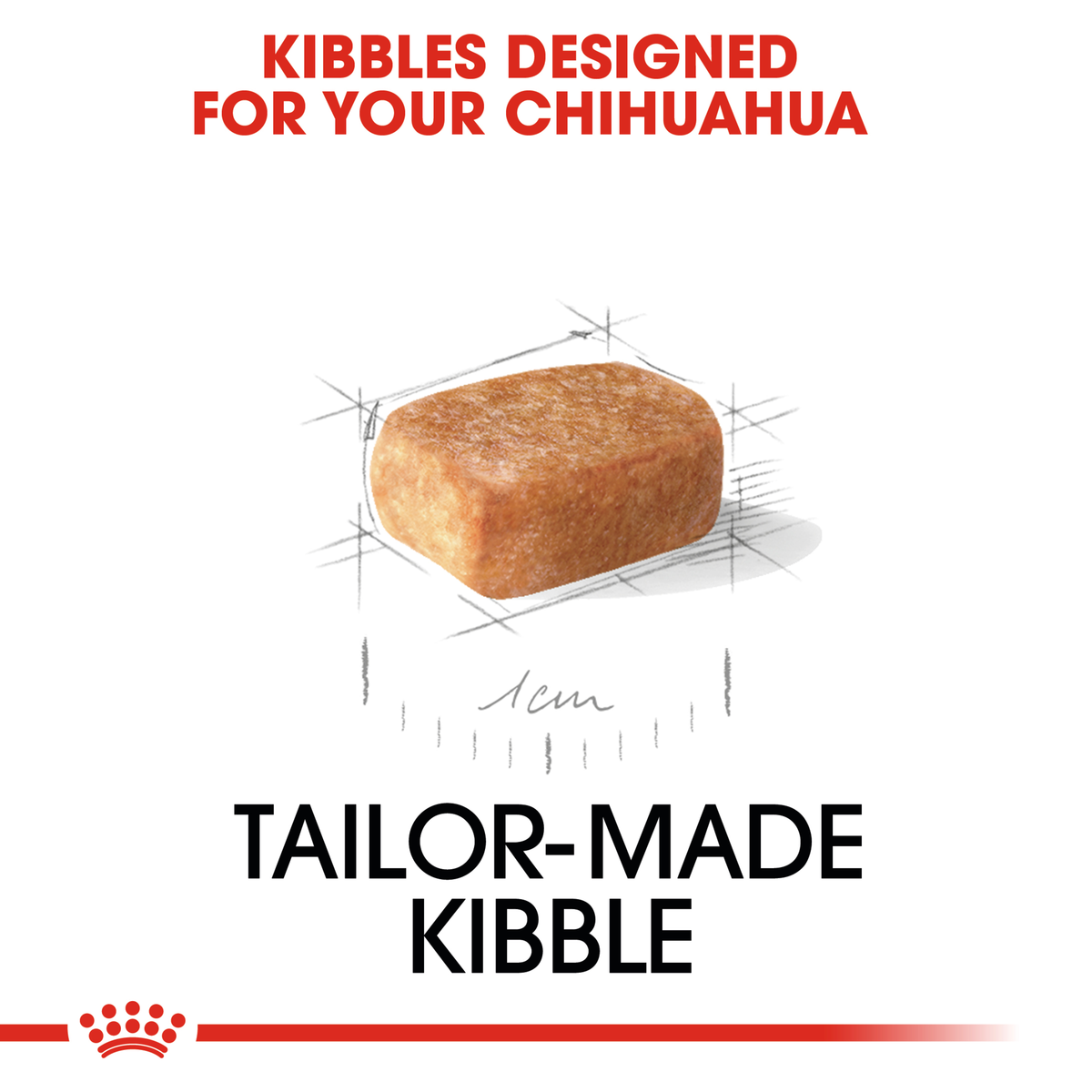 Close-up of the tailor-made Royal Canin kibble designed for the Chihuahua Puppy