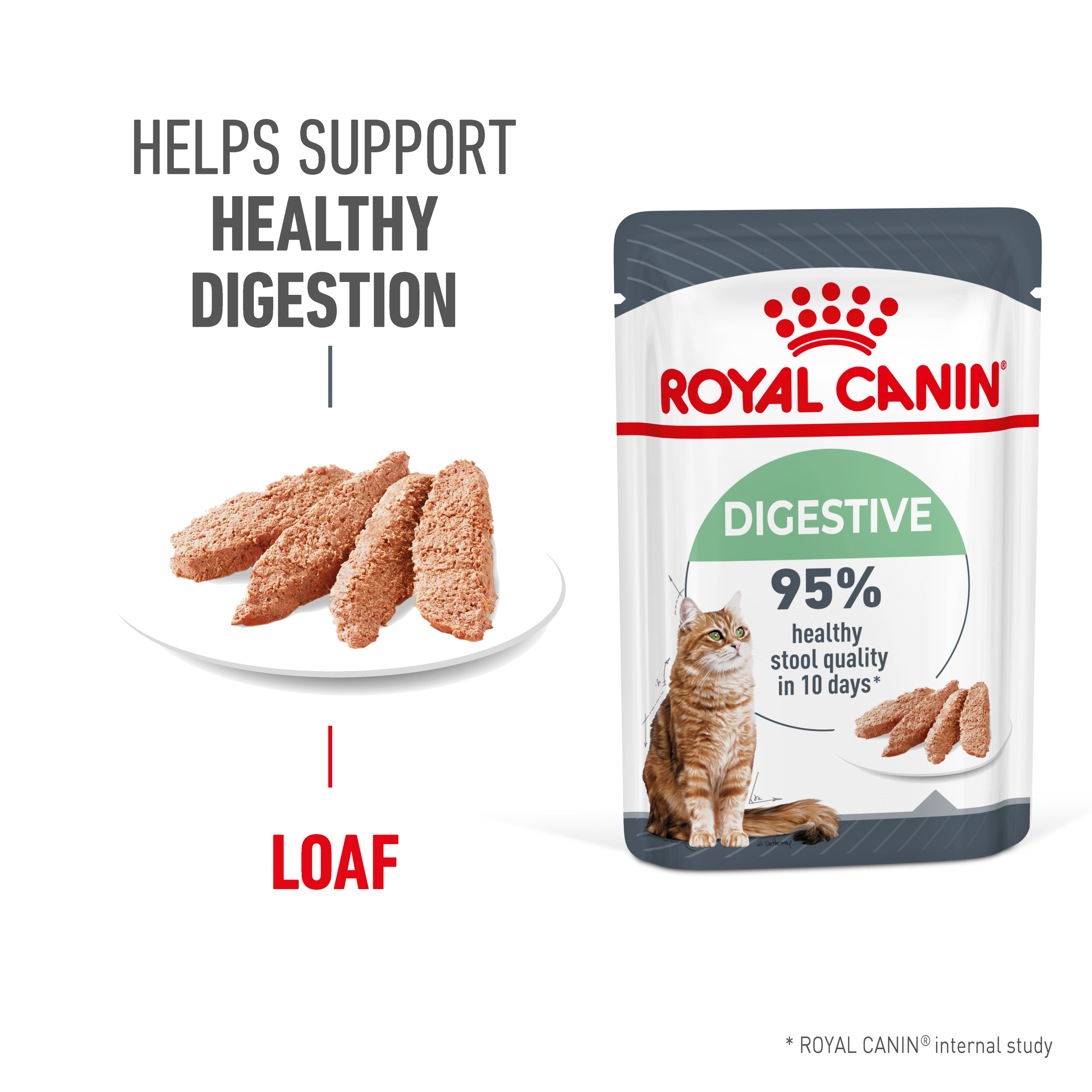 Royal Canin Digestive Care Loaf, wet cat food pouches, 12 or 48 x 85g, cat
