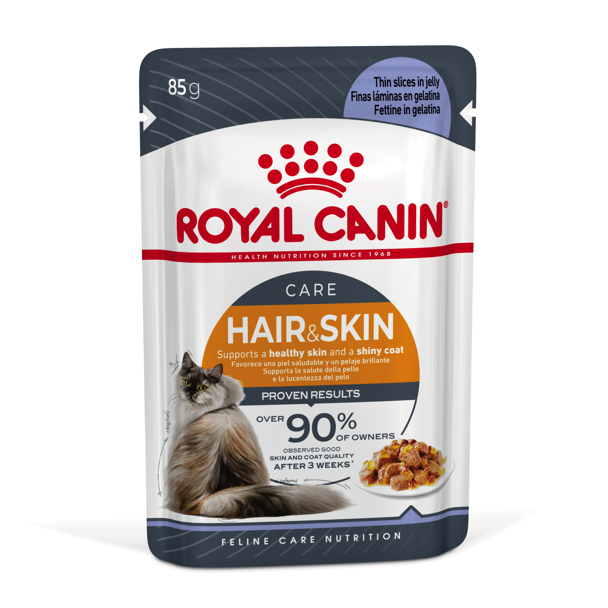 Royal Canin Wet Cat Food Hair & Skin Care Jelly front of pack