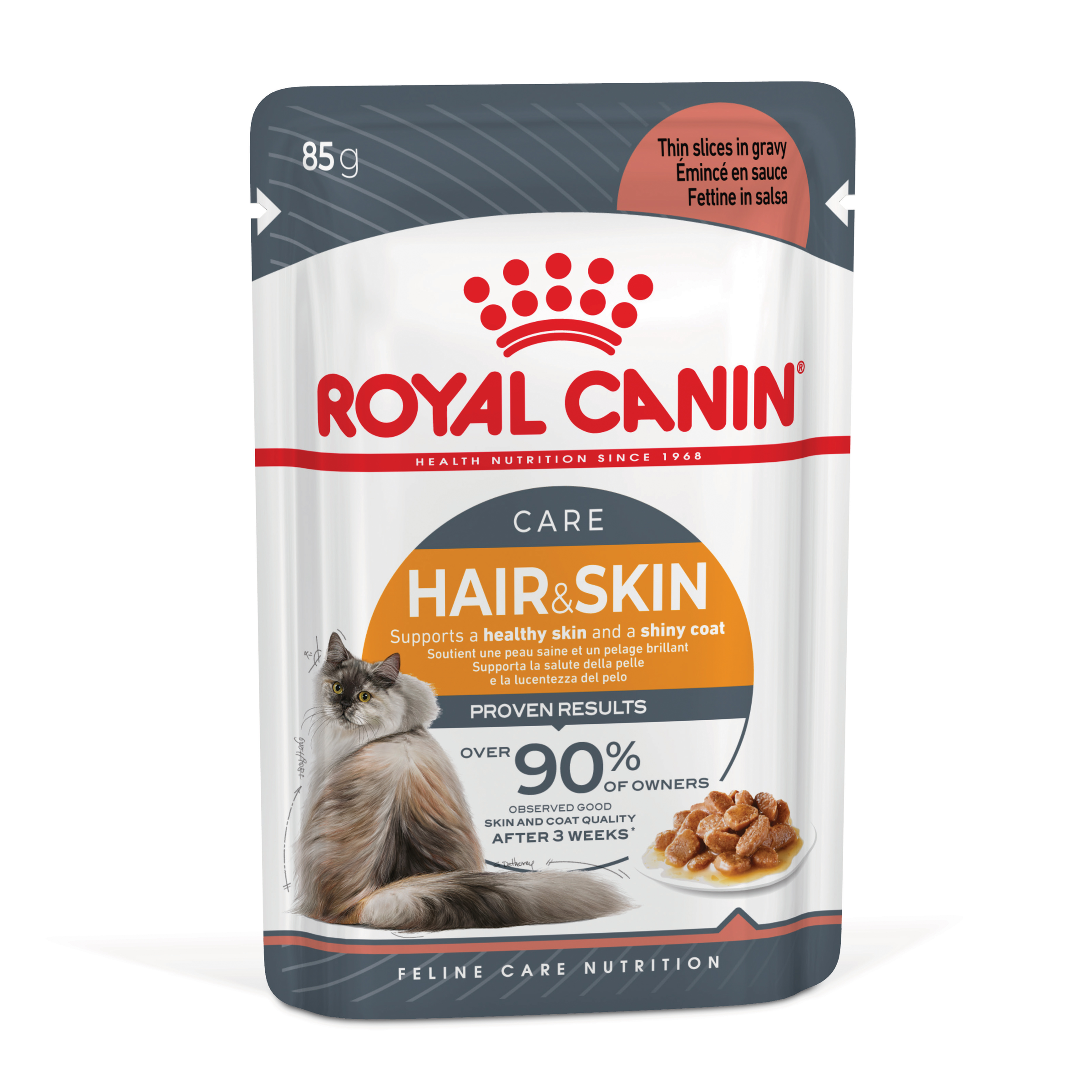 Royal Canin Wet Cat Food Hair and Skin Care Gravy front of pack