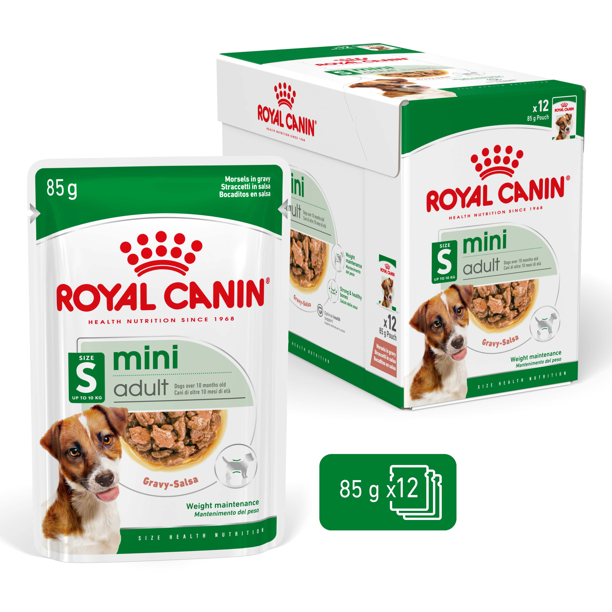 Royal Canin Mini Adult Gravy, wet dog food pouches, 12 or 48 x 85g, small breed adult dog