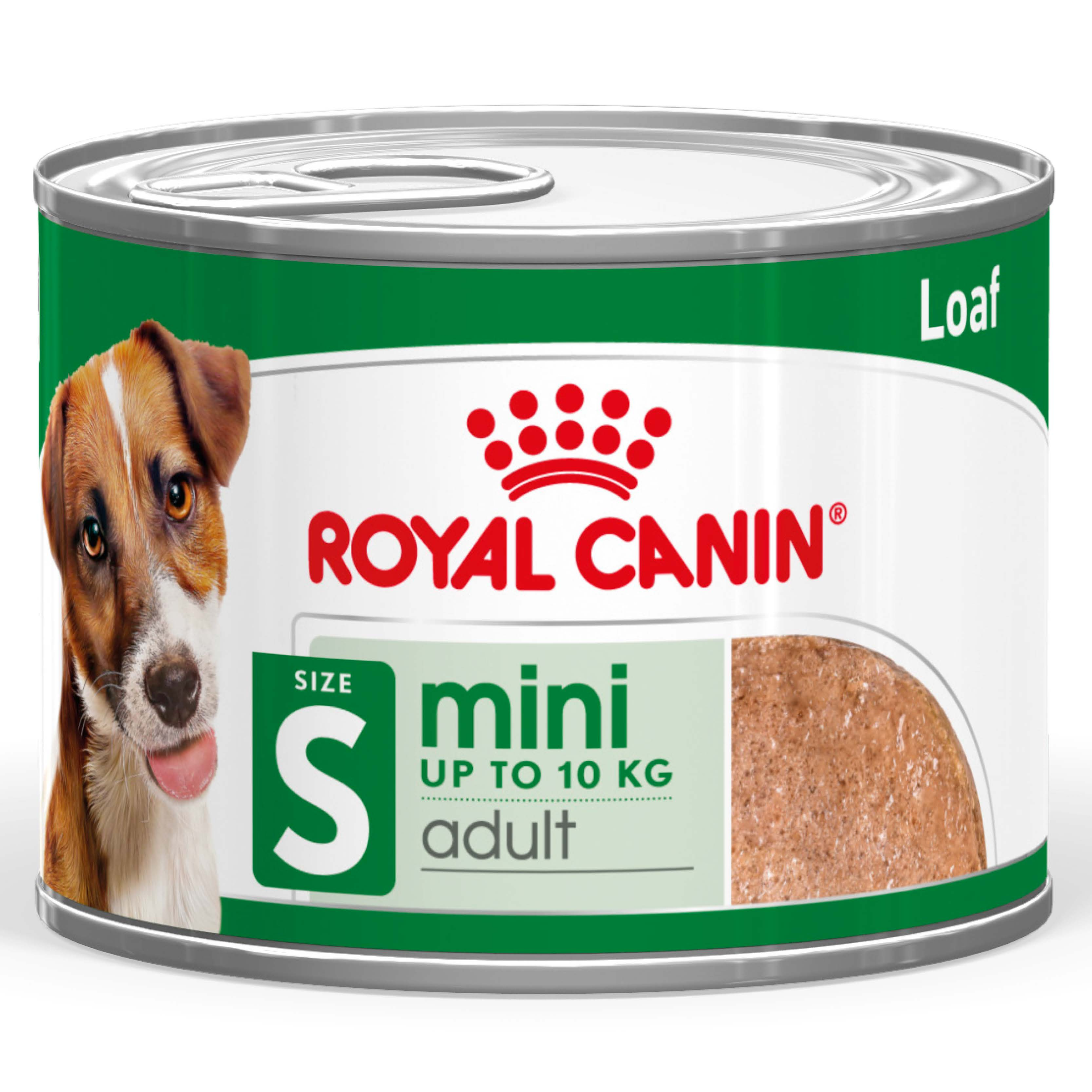 Royal Canin Mini Adult Loaf Canned Wet Dog Food front of pack