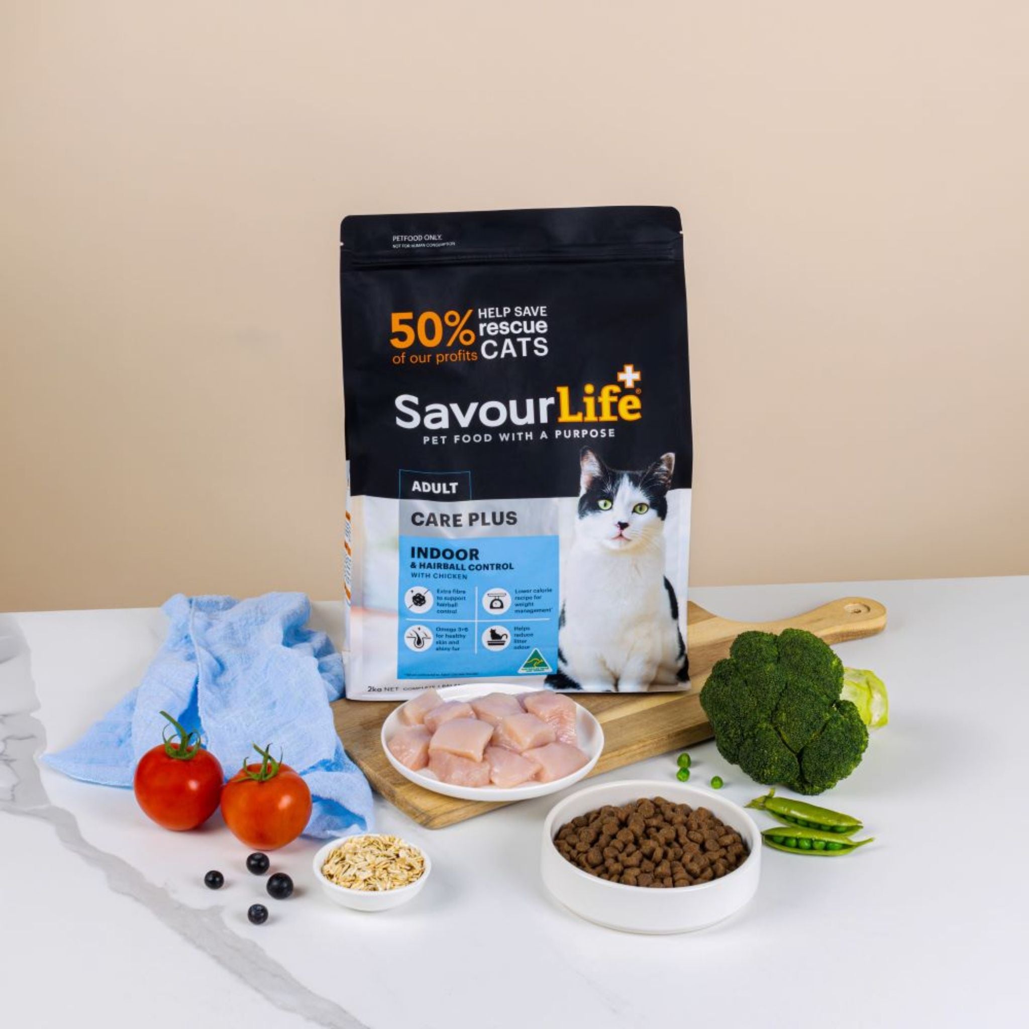 SavourLife Care Plus Adult Indoor & Hairball Control Chicken Dry Cat Food