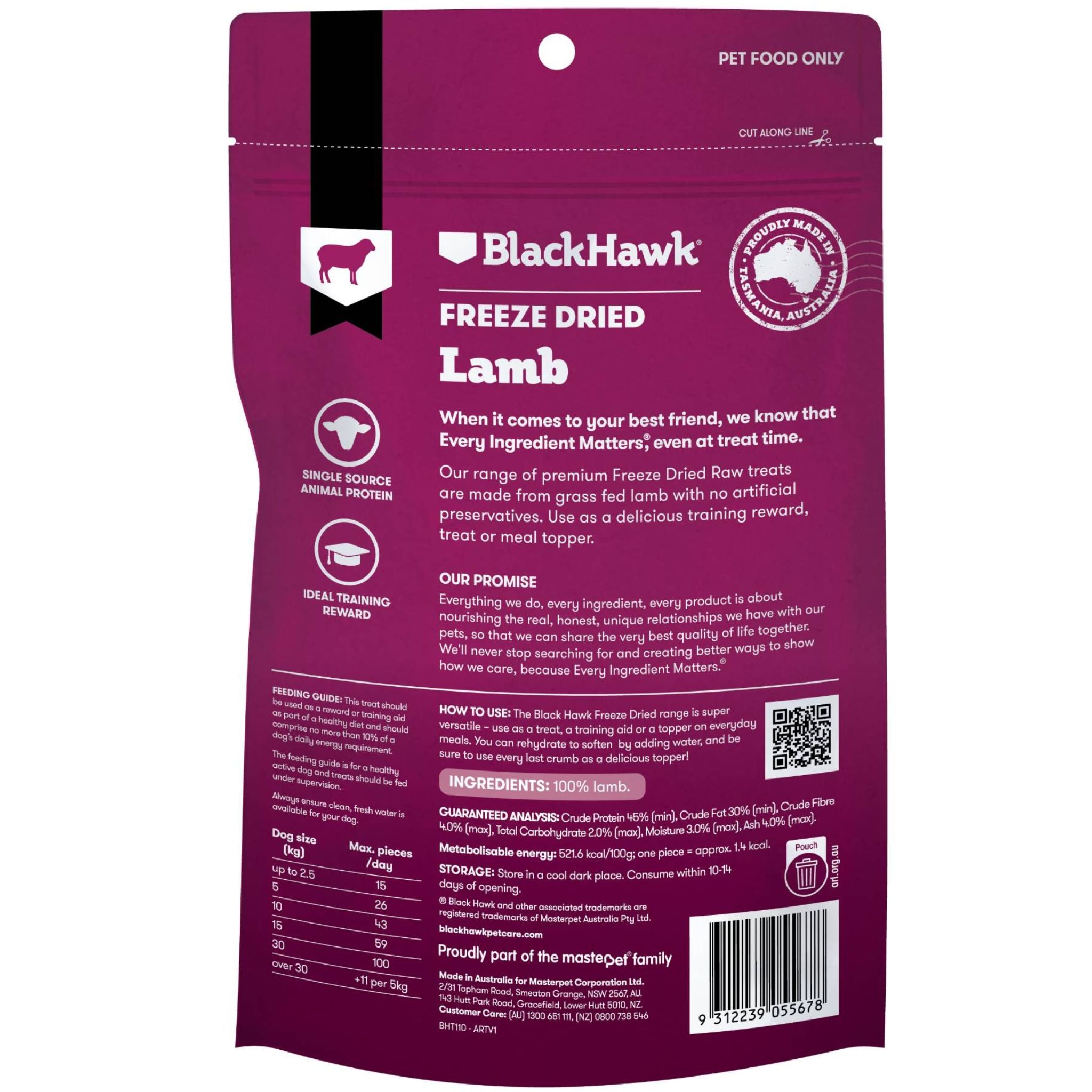Black Hawk Lamb Freeze Dried Dog Treats
