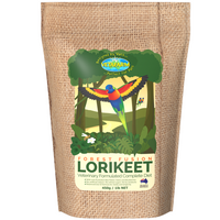 Vetafarm Forest Fusion complete lorikeet diet in a hessian-look 450g pouch