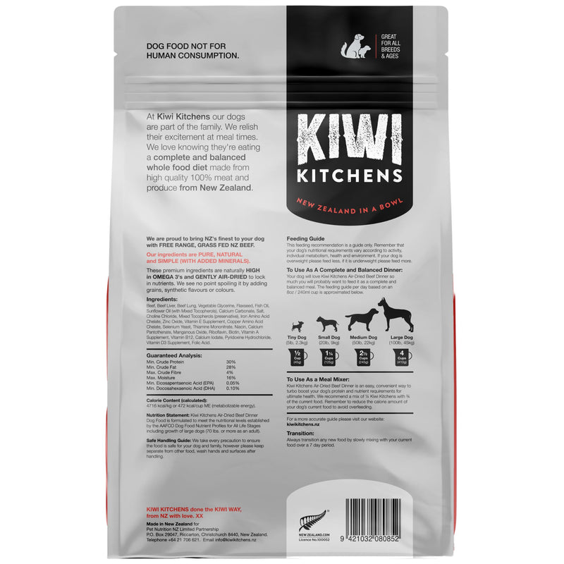 Kiwi Kitchens Air Dried Dog Food Beef Dinner