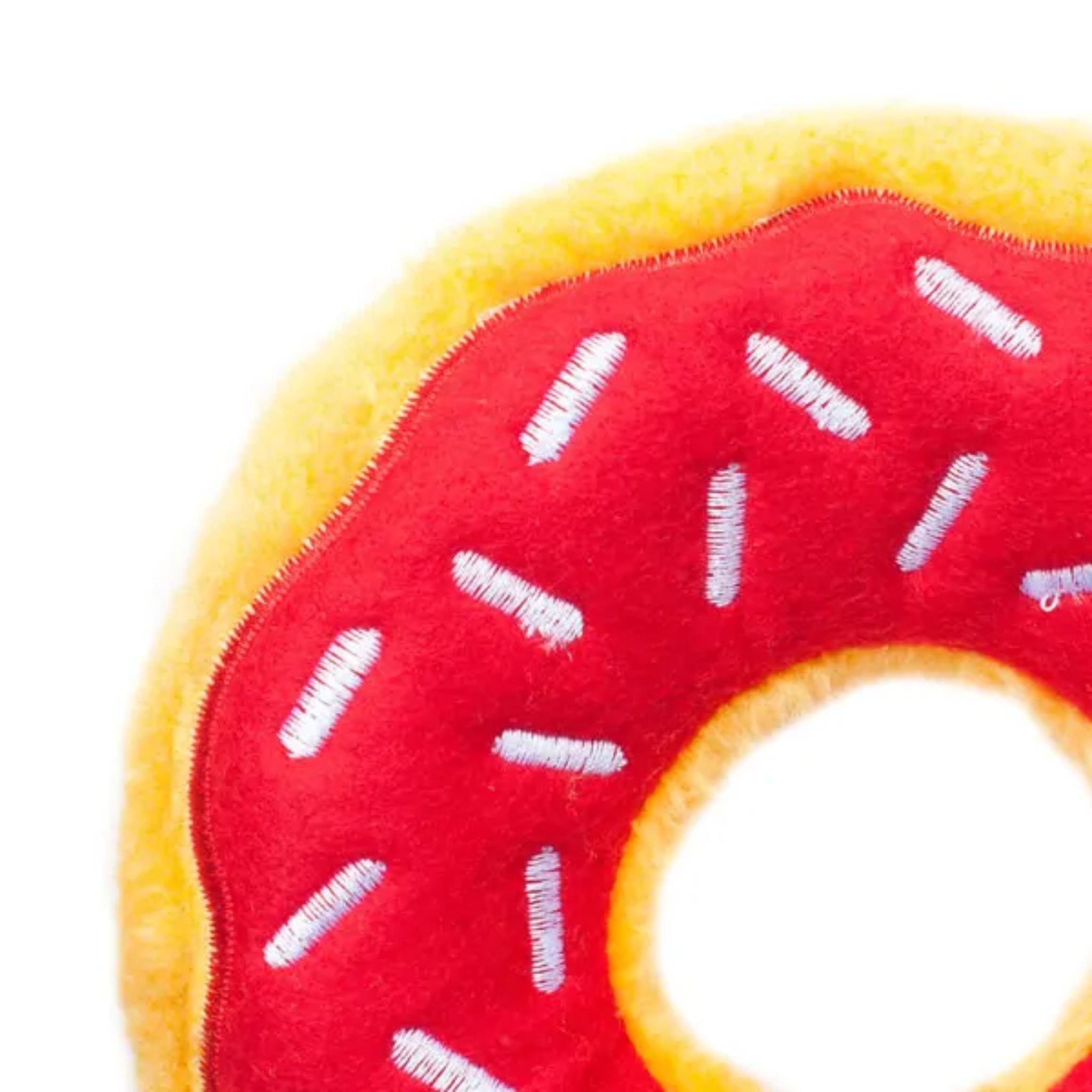 Zippy Paws Dog Toys Plush Donutz - Cherry | PeekAPaw Pet Supplies