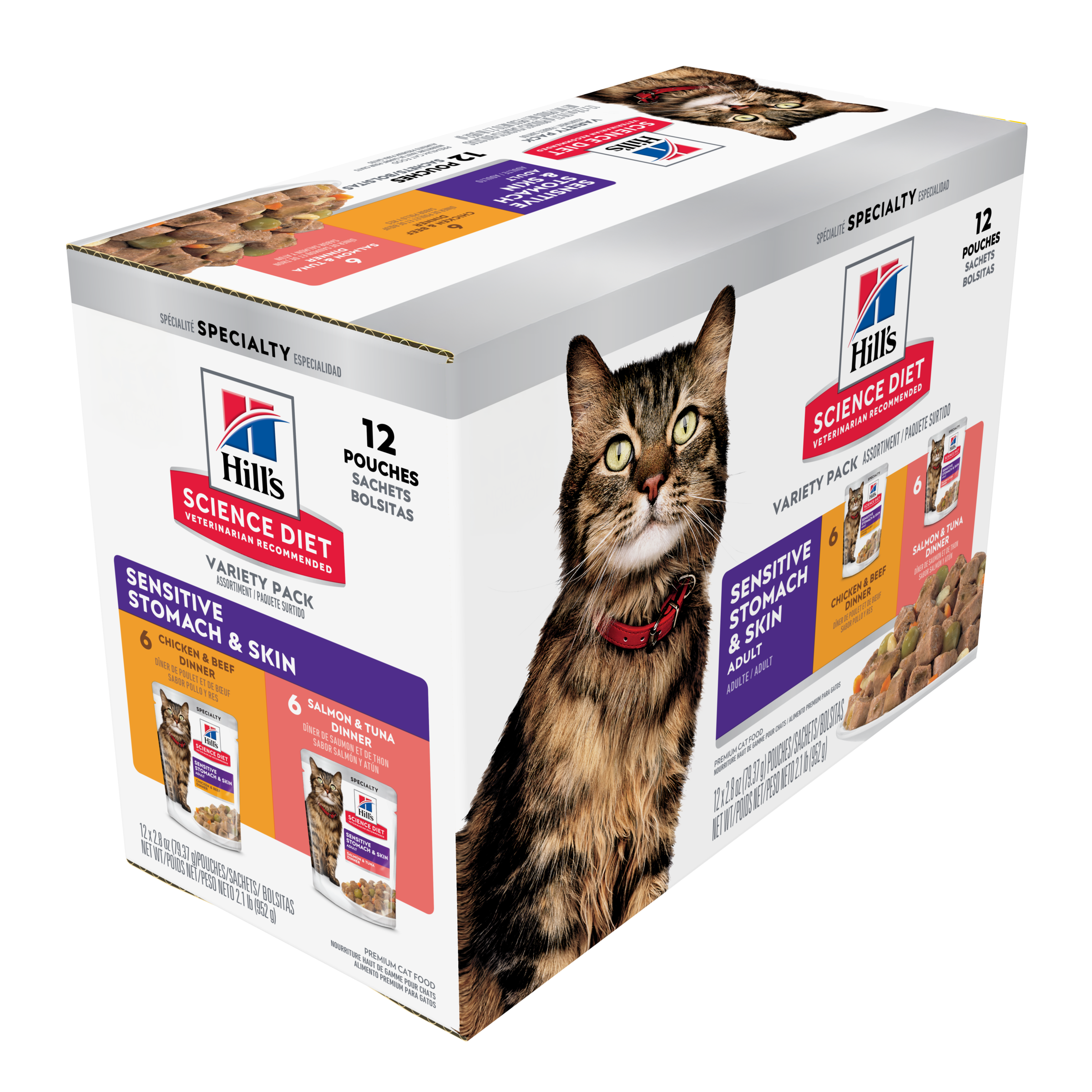 Hill's Science Diet Cat Food in Pouches Adult Sensitive Stomach & Skin Variety Pack pack