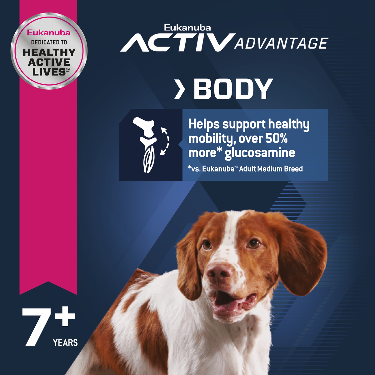 Eukanuba Activ Advantage Body panel for senior dogs, on mobility and added glucosamine